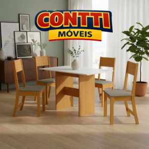 Mesa de Jantar 4 Lugares 10060.1 Freijó/Off White - Indékes